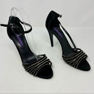 Ralph Lauren Purple Lbl Strapy Black Heels- Sz 9.5